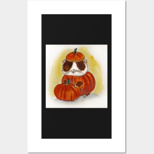 Pumpkin Guinea pig cavy! Fall, Thanksgiving, Halloween Posters and Art